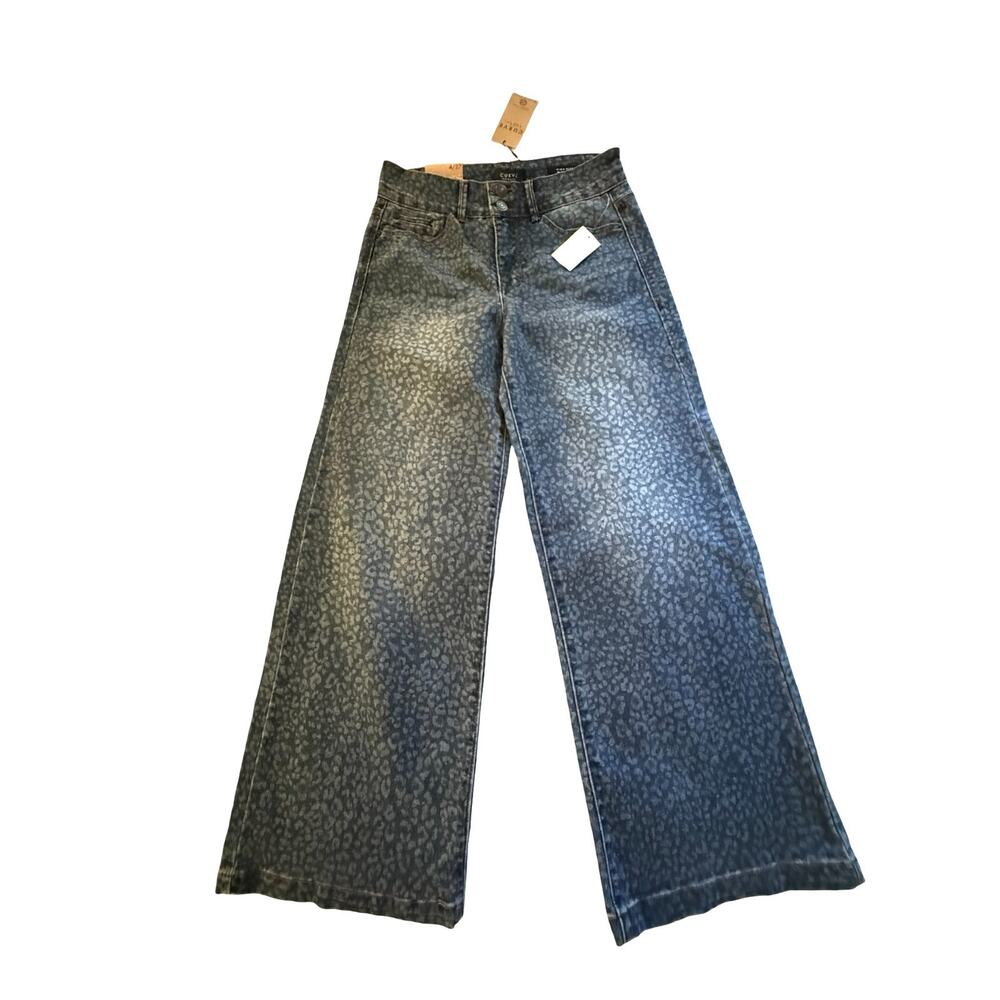 Curve Appeal Jeans Womens Size 4 High Rise Wide Leg Leopard Print Cotton NWT - Picture 2 of 15
